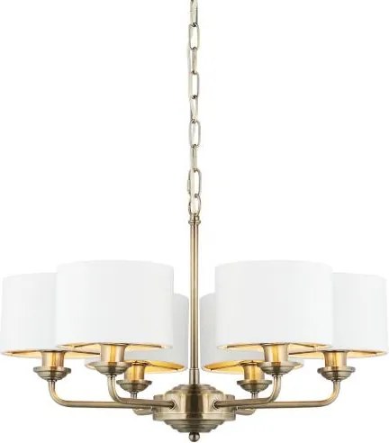 ENDON 98936 HIGHCLERE Modern Csillár Antik Sárgaréz, Fehér E14 IP20