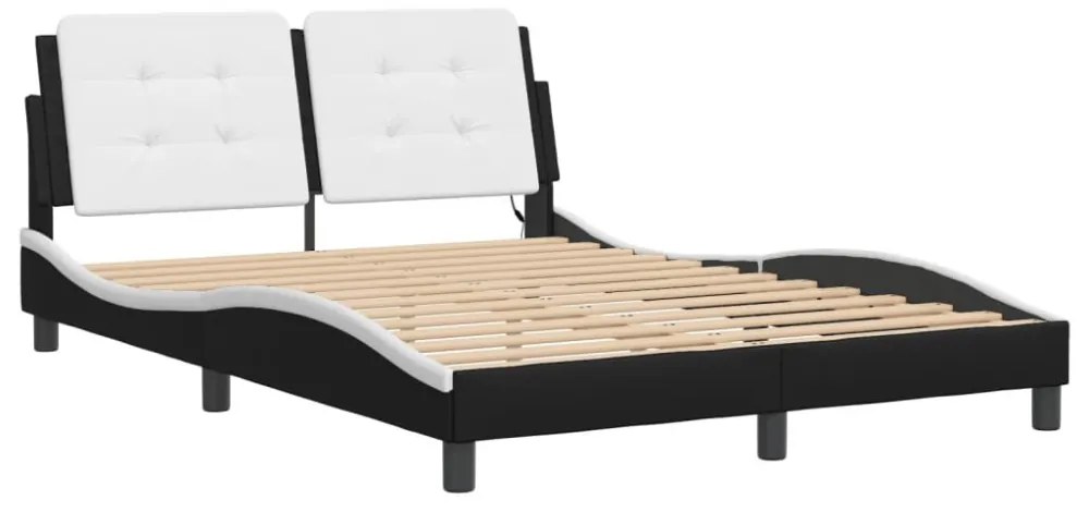 fekete és fehér ágykeret LED-ekkel matrac nélkül Zadar 140 x 190 cm