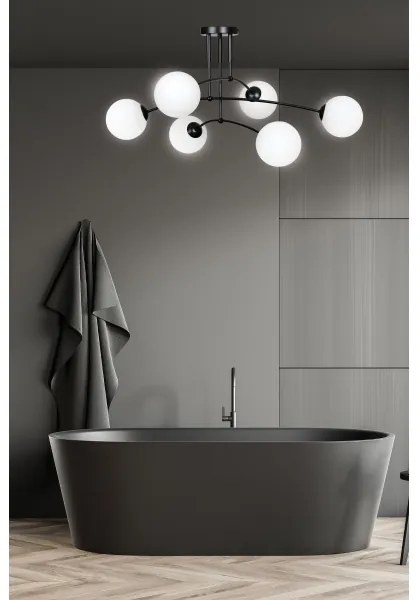 Csillár PREGOS 6xE14/10W/230V fekete/fehér