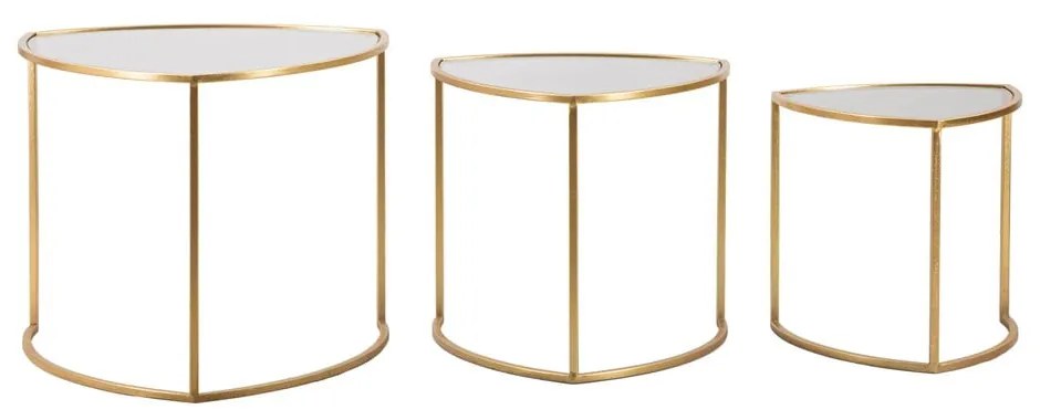 Aranyszínű kerek dohányzóasztal szett üveg asztallappal, 3 db-os ø 60 cm Triangle – Mauro Ferretti