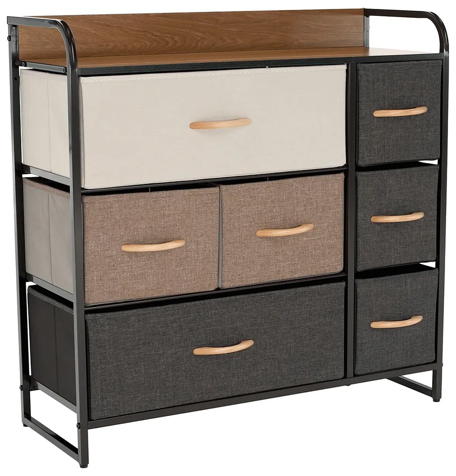 HAZEL TYP 3 szekrény szövet fiókokkal, barna, XL