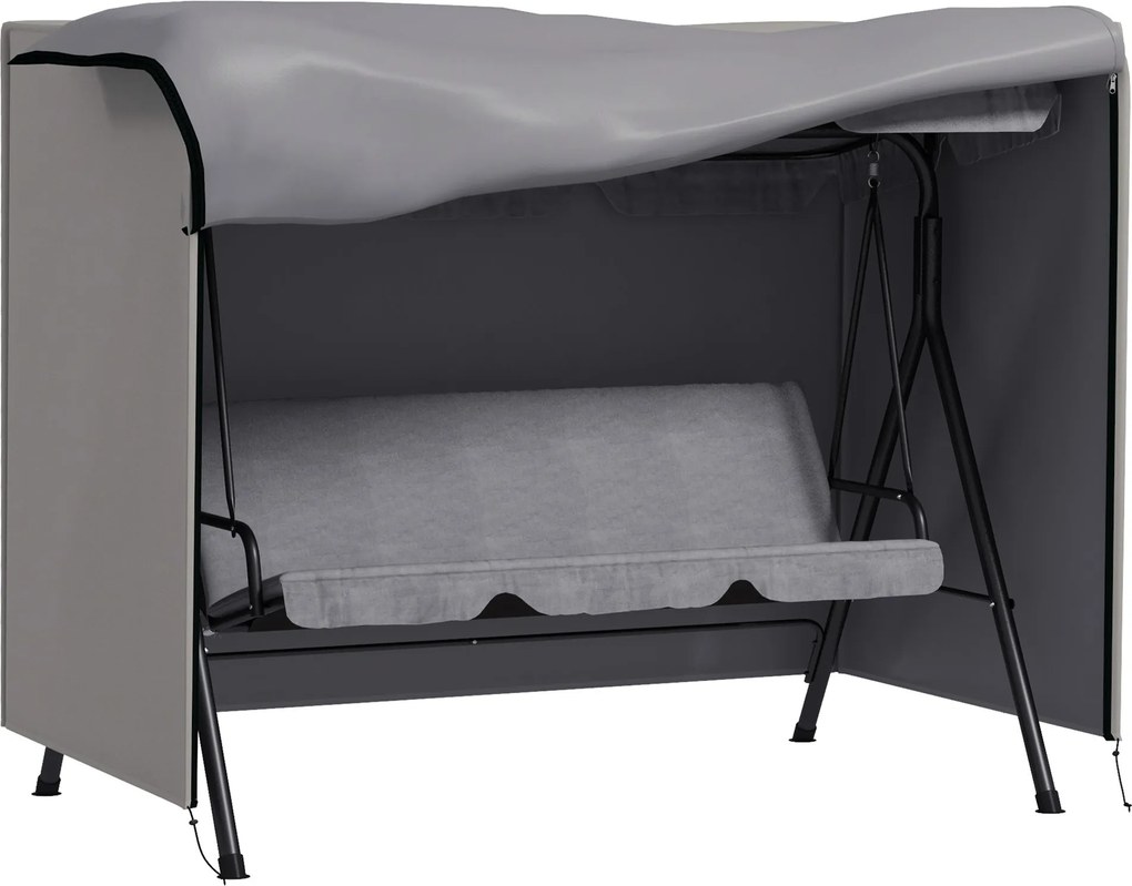 Outsunny Hollywood Swing Védőtakara 3 Személyes, Vízlepergető Télálló Védőborító Kerti Hintaágyhoz, UV-álló Ponyva, Szakadásálló 600D Oxford Szövet, 2