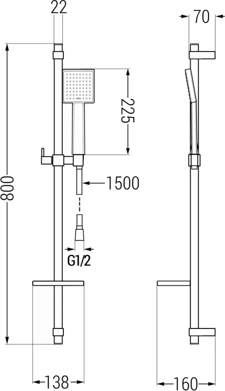 Mexen DQ45 csúsztatható zuhanykészlet, króm - 785454581-00