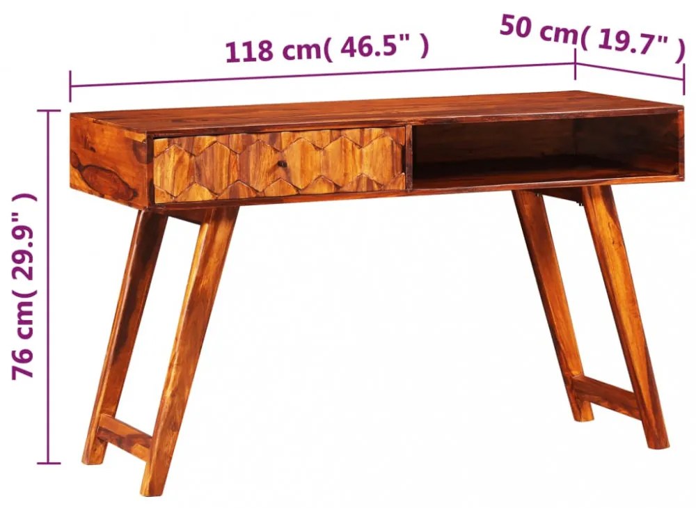 tömör kelet-indiai rózsafa íróasztal 118 x 50 x 76 cm