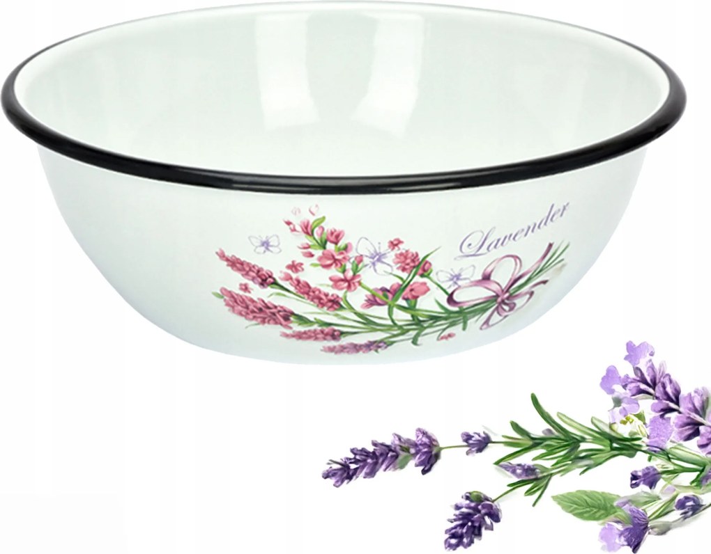 Zománcozott Tál Hagyományos Levendula Tál 2,5L 25CM Silesia Emalia