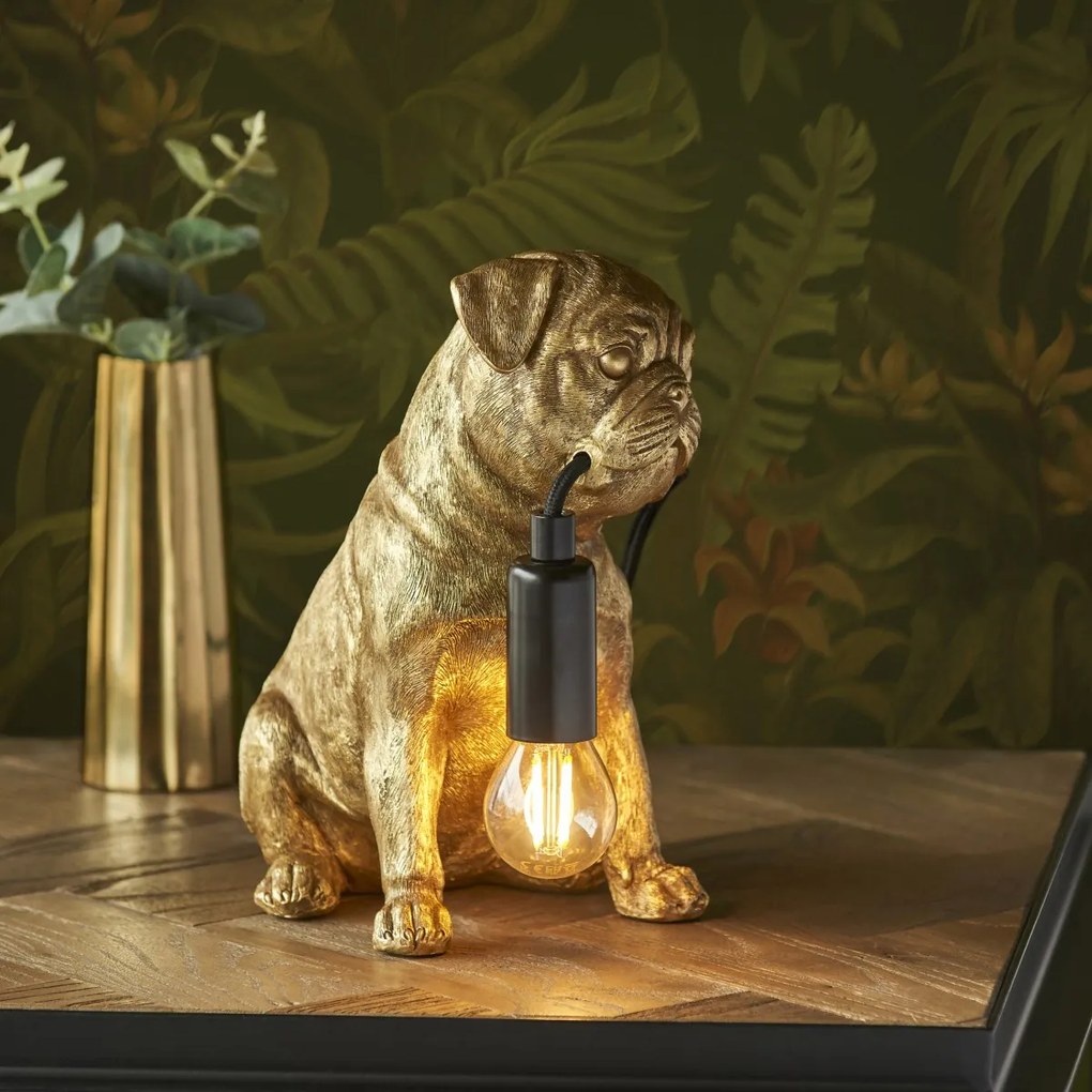 Endon modern asztali lámpa pug puppy matt fekete arany end107324