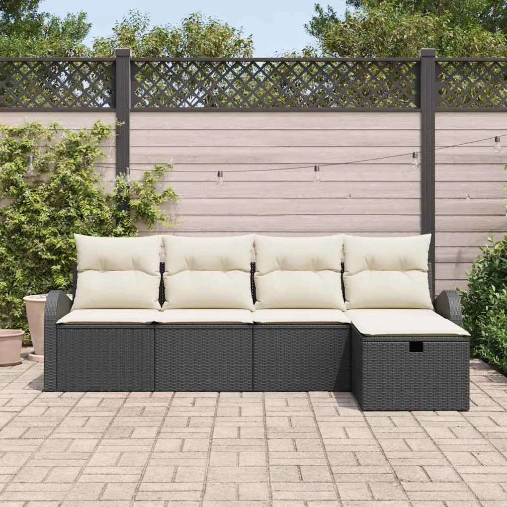 Kerti Kanapé Szett 5 pcs Fekete és krémszínű 234 x 117 x 85 cm
