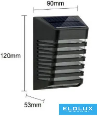 UNIVERSO Solar fali lámpa 5V 0.3w 30lm 6500k IP65 fekete 120x120x90mm