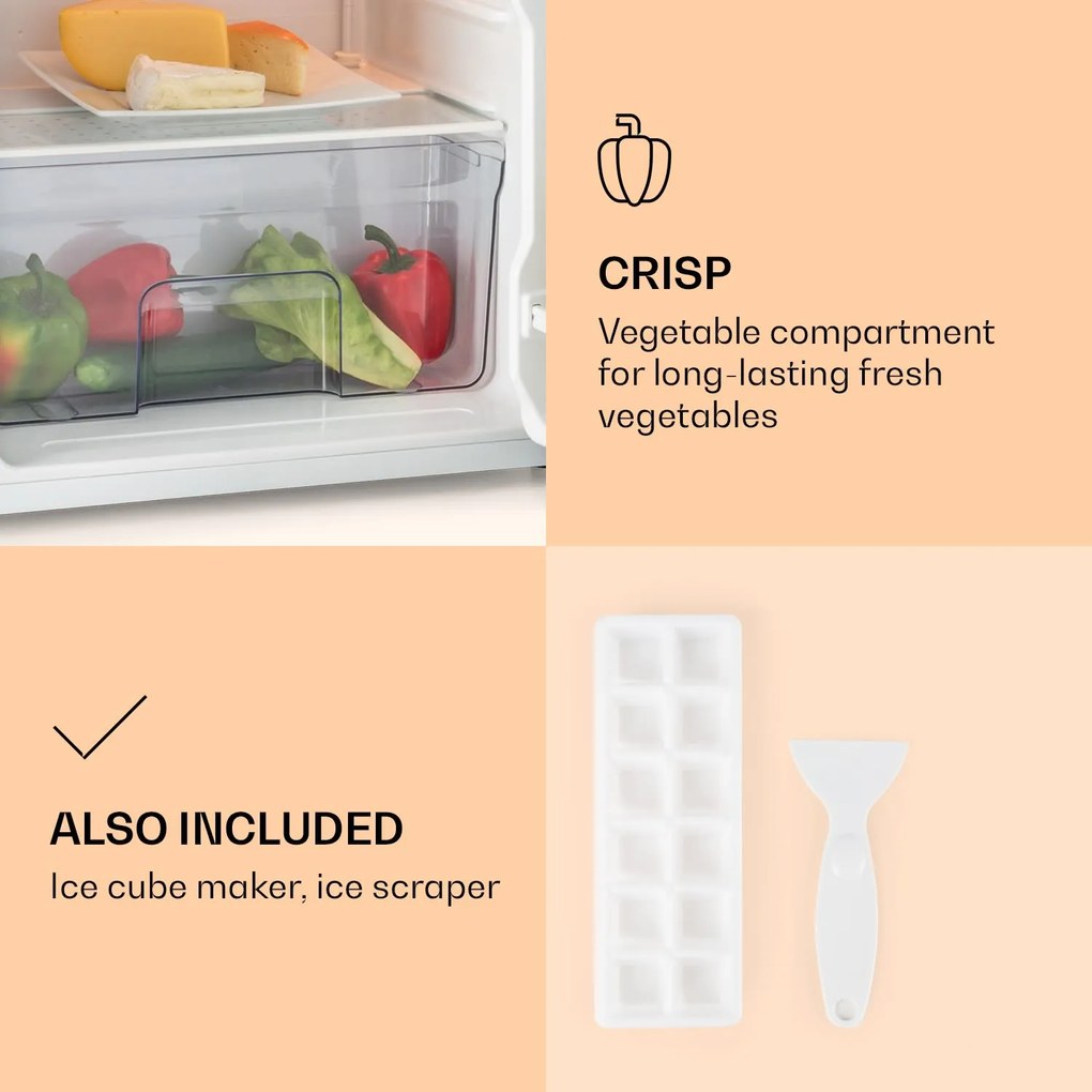 Klarstein Spitzbergen Uni, kombinált hűtőszekrény, 91 liter, E energiahatékonysági osztály, fekete