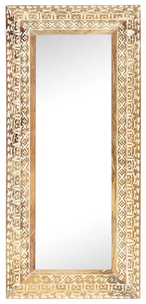 kézzel faragott tömör mangófa tükör 110 x 50 x 2,6 cm