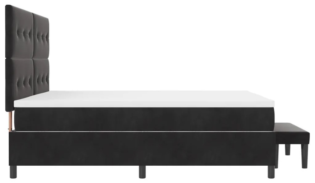 Box spring ágy matraccal és paddal, fekete, 200x200 cm, bársony