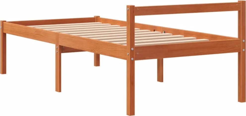 Viaszbarna tömör fenyőfa időseknek való ágy 75x190 cm