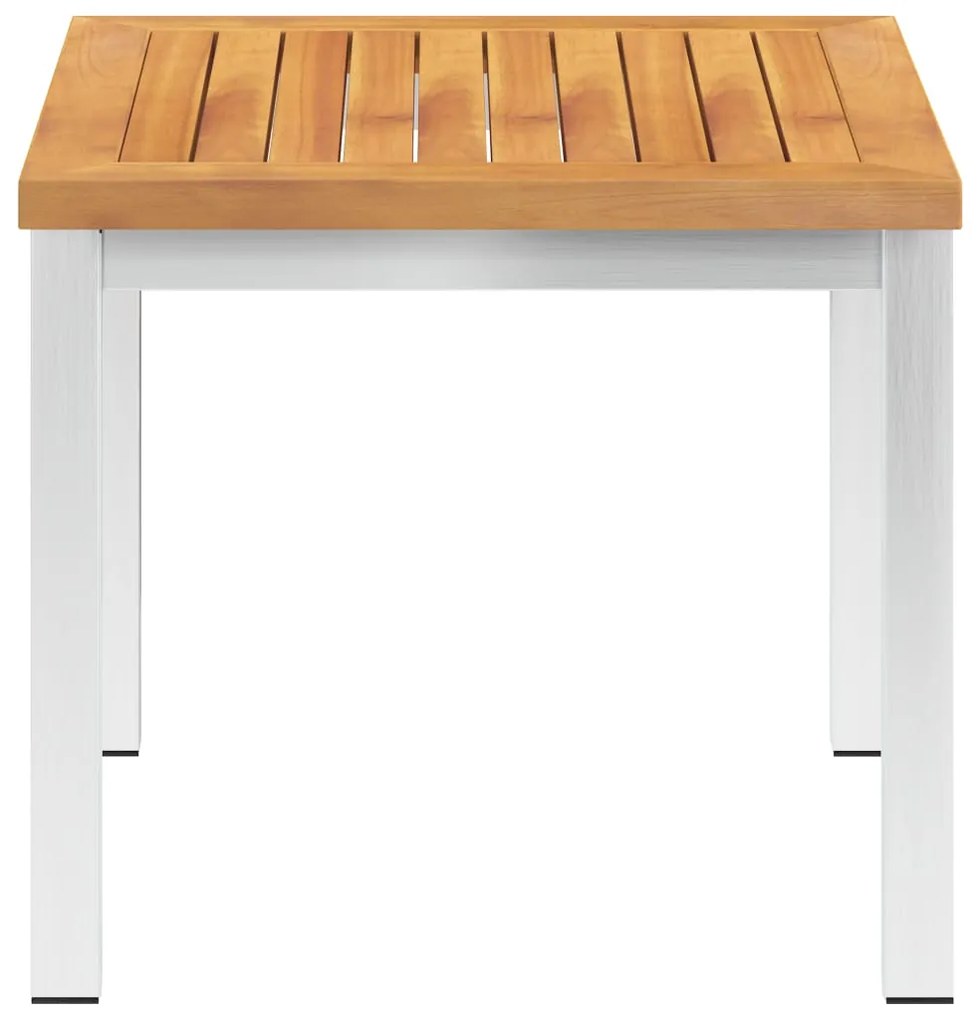 vidaXL tömör akácfa és rozsdamentes acél kerti kisasztal 45x45x38 cm