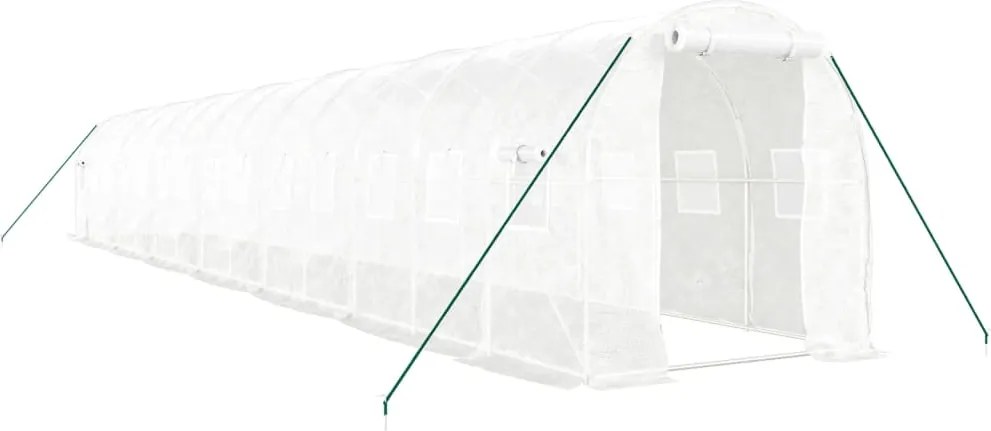 vidaXL fehér acélvázas melegház 28 m² 14 x 2 x 2 m