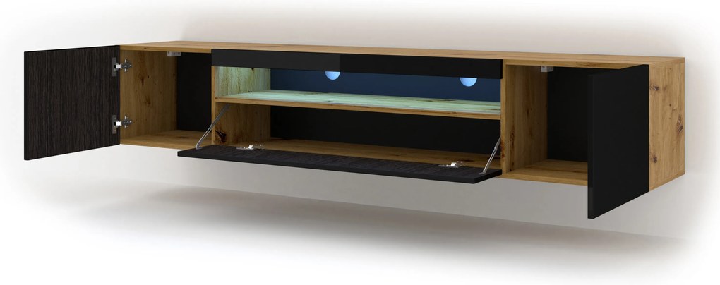 TV asztal/szekrény Aurora 200 (artisan tölgy + fekete). 1057701