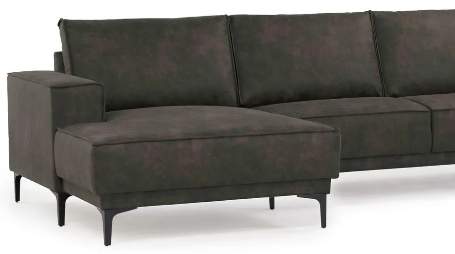 Antracitszürke bőrutánzat sarokkanapé (bal oldali) Copenhagen – Scandic