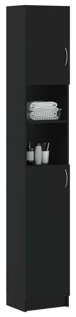 Fekete szerelt fa fürdőszobaszekrény 32 x 25,5 x 190 cm