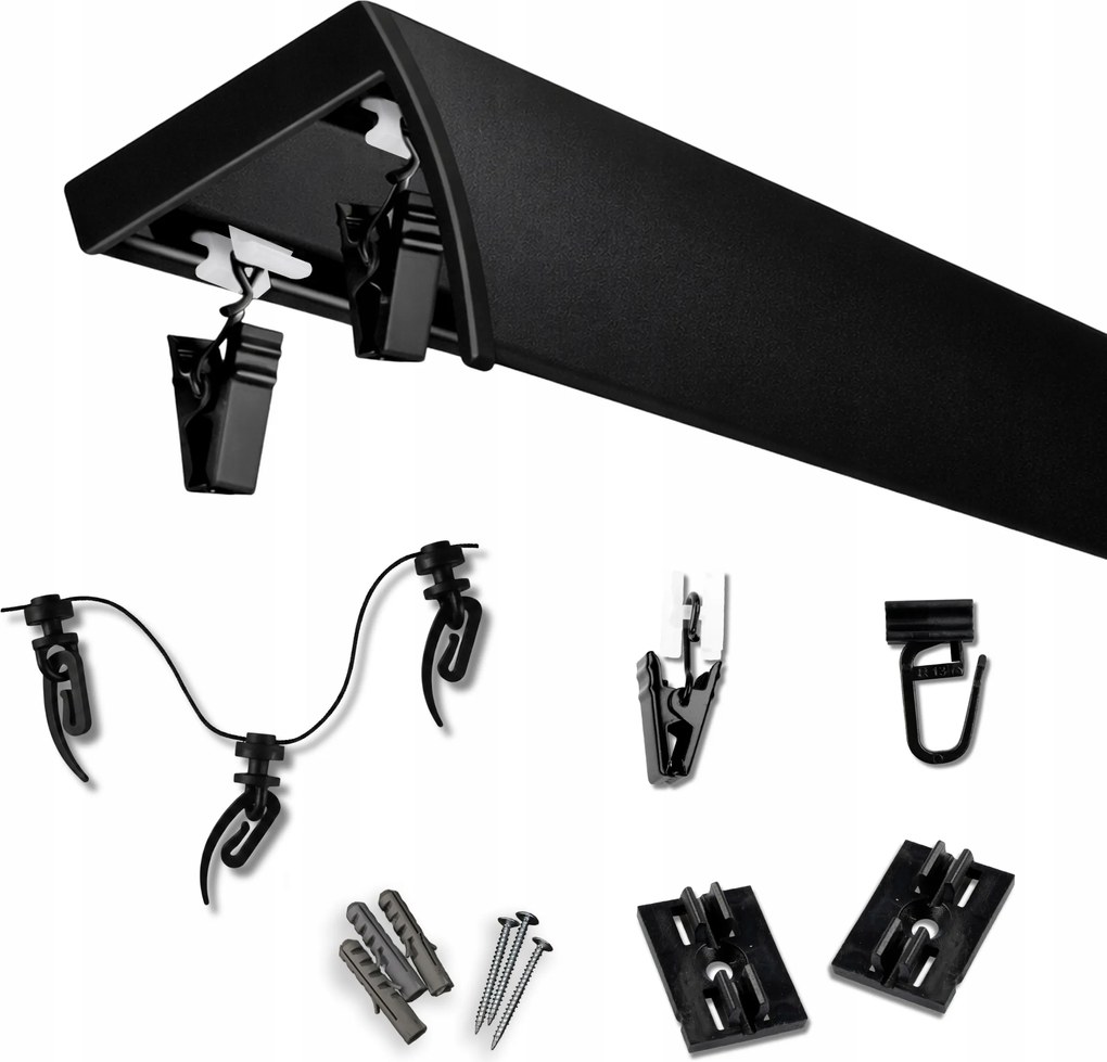 Mennyezeti Sín Alumínium Fekete Duo Slim Dupla Függönykarnis 140CM