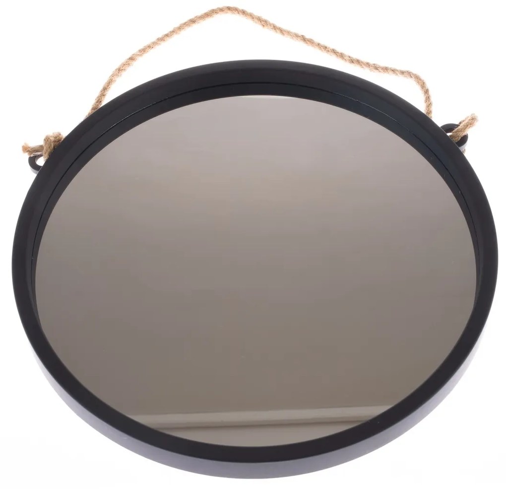 Műanyag akasztótükör Embellir fekete, átmérő 48 cm, 48 cm átmérőjű