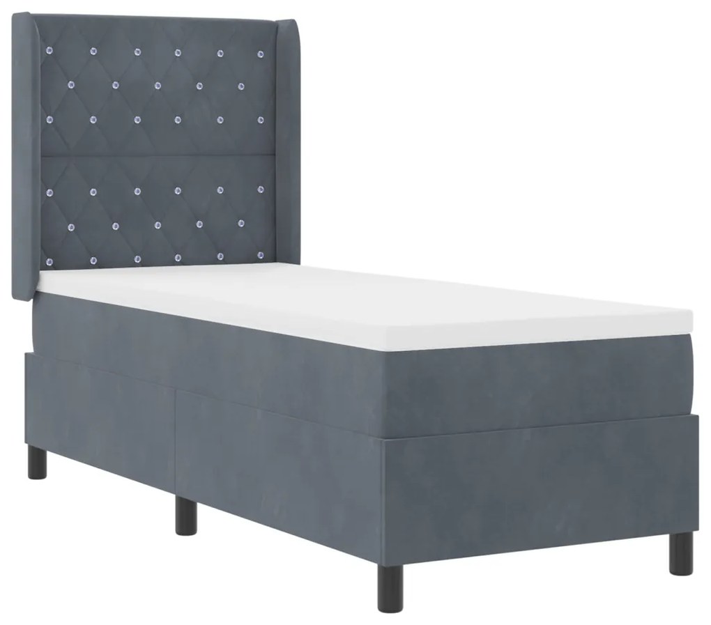 Boxspring Ágy Matraccal Sötétszürke 80x200 cm Bársonyos