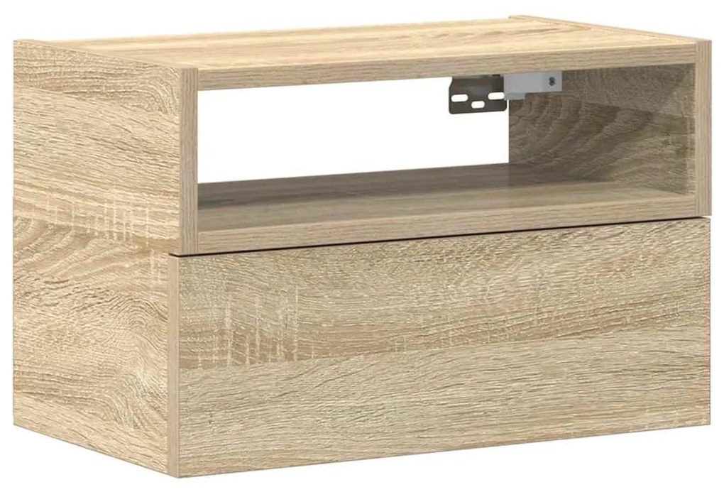 sonoma tölgy színű falra szerelhető éjjeliszekrény 45x26x28,5cm