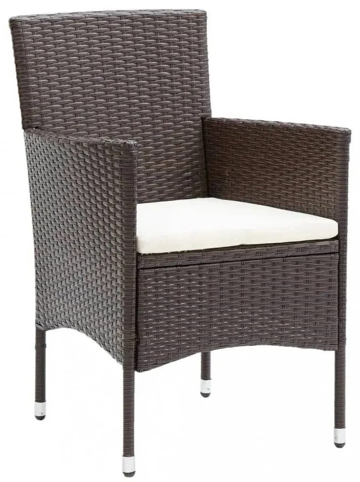 vidaXL 7 részes barna polyrattan kerti étkezőgarnitúra párnákkal