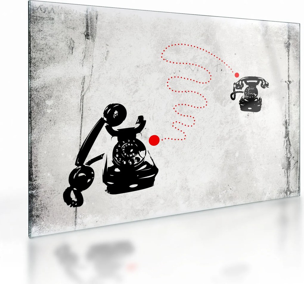 Kép - Telefon rajza Banksy stílusában (üvegen) (70x50 cm)