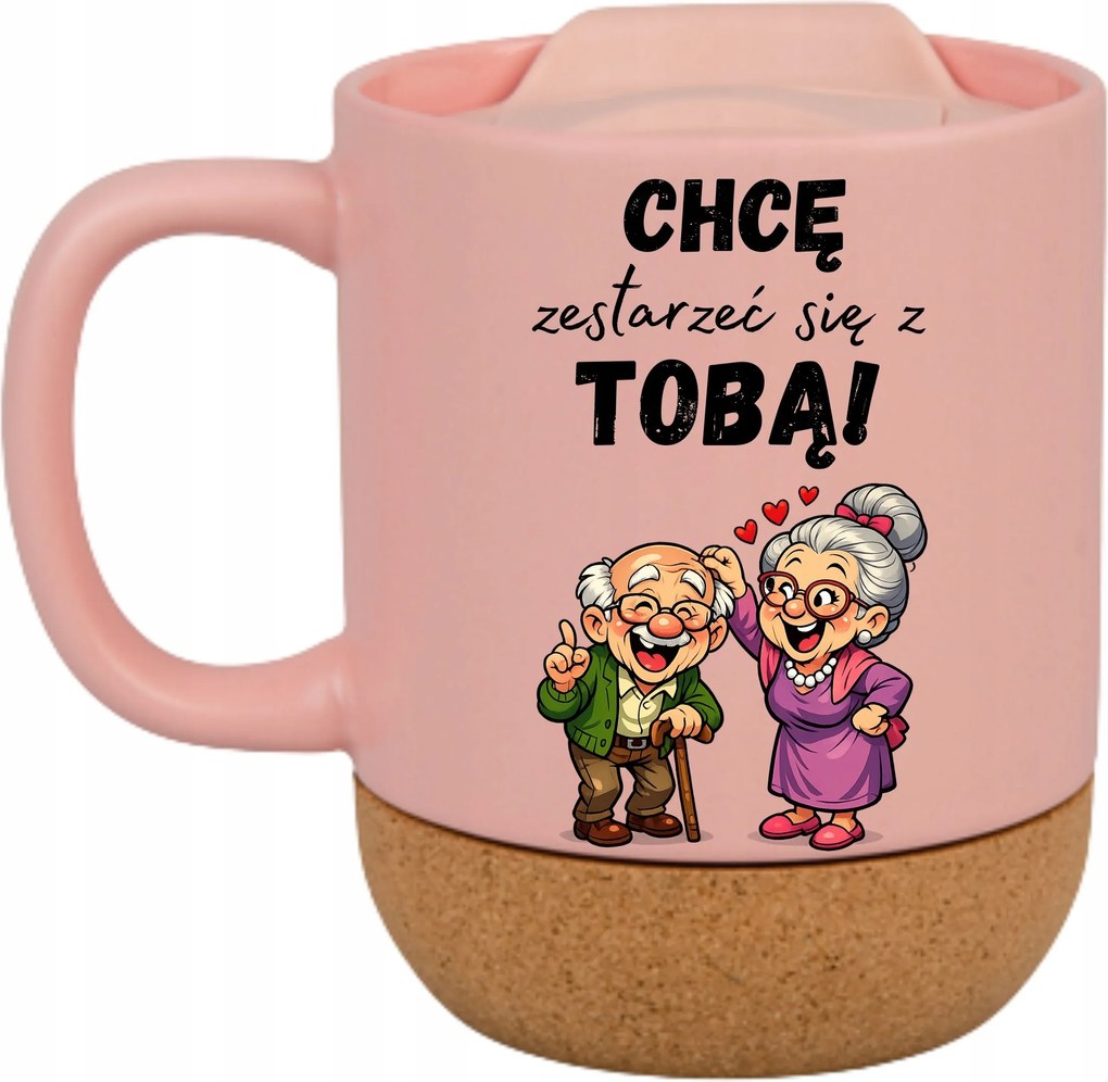 Bögre Rózsaszín Parafa Vicces Ajándék Valentin Nap Szeretnék Veled Öregedni