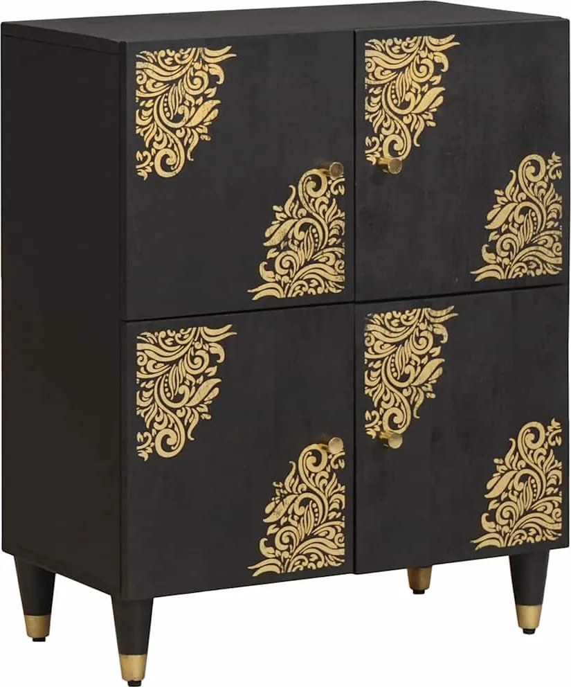 vidaXL Széf polcokkal tárolóval Fekete 60 x 33 x 75 cm Tömör Mangófát