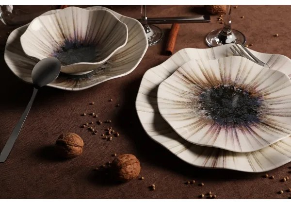 24 darabos barna porcelán étkészlet