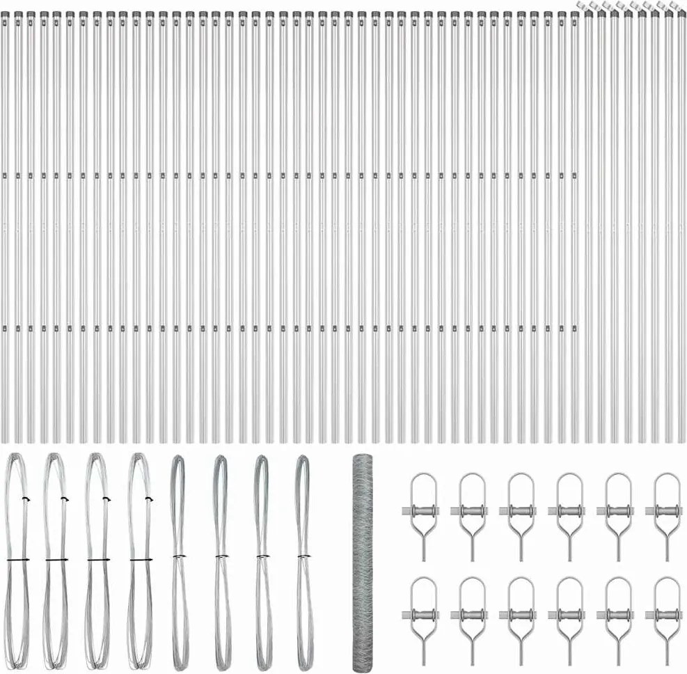 vidaXL Kerítésoszlop Ezüst 100 x 1,6 m (36 mm háló) Acél