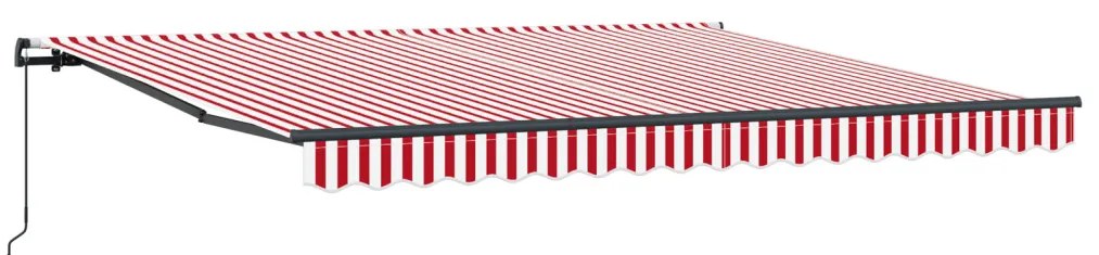 Kézi Behúzható Napellenző Piros és Fehér Csík 400x300 cm
