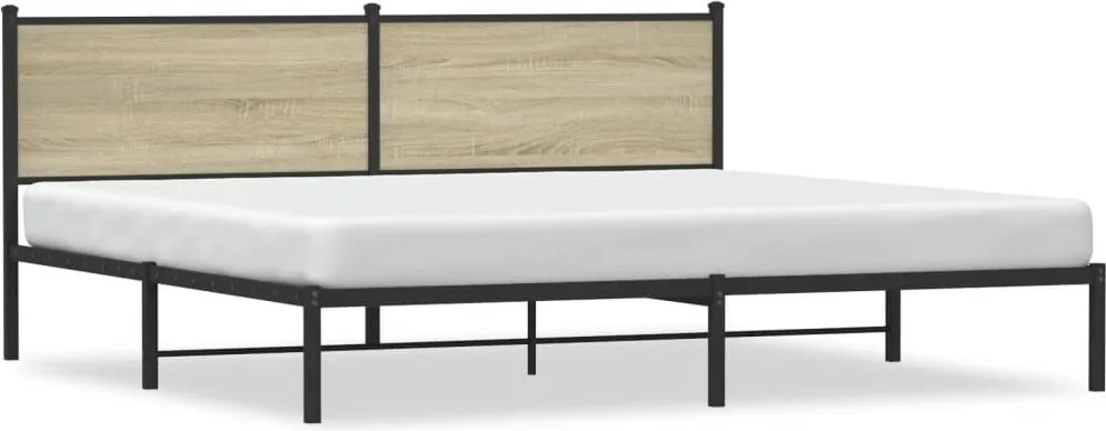 vidaXL sonoma tölgy színű fém ágykeret matrac nélkül 200 x 200 cm