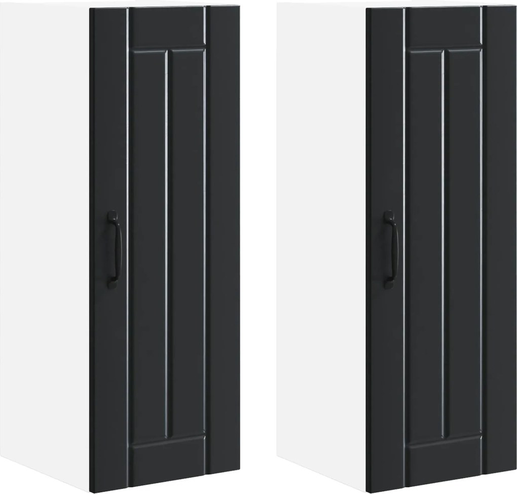 vidaXL Konyhaszekrény 2 pcs Fekete 30 x 31 x 80 cm Faanyag