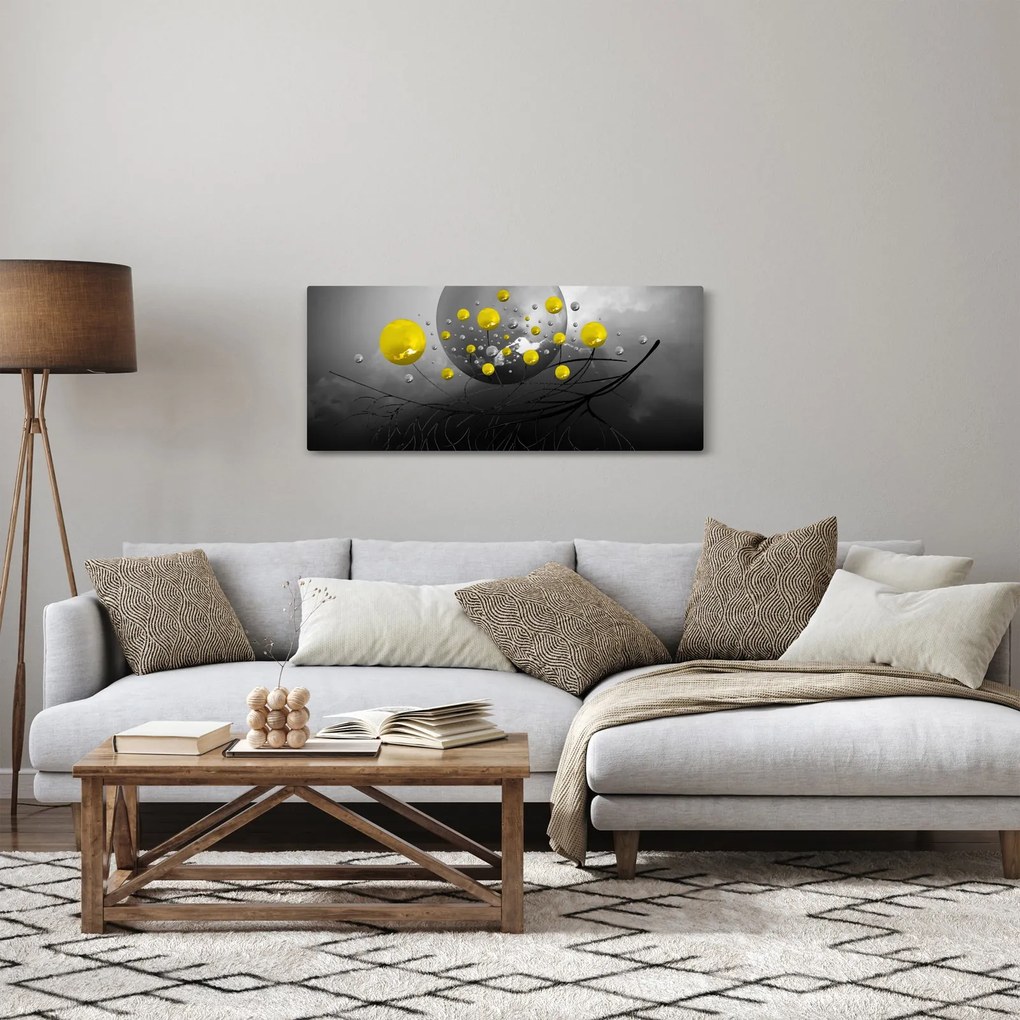 Kép- sárga absztrakt gömbök (120x50 cm)