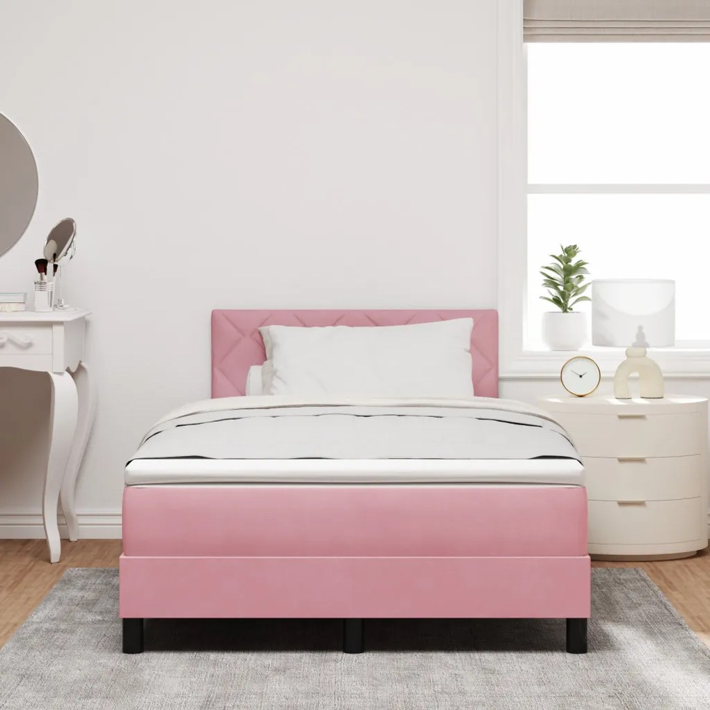 Boxspring Ágy Matrac Különböző Rózsaszín Kicsi Kétszemélyes Bársony