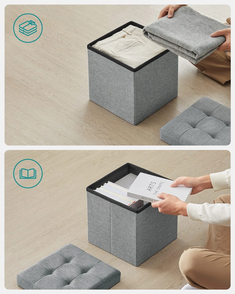 Tárolóhelyes taburet OTTOMAN 30x30 cm, szürke