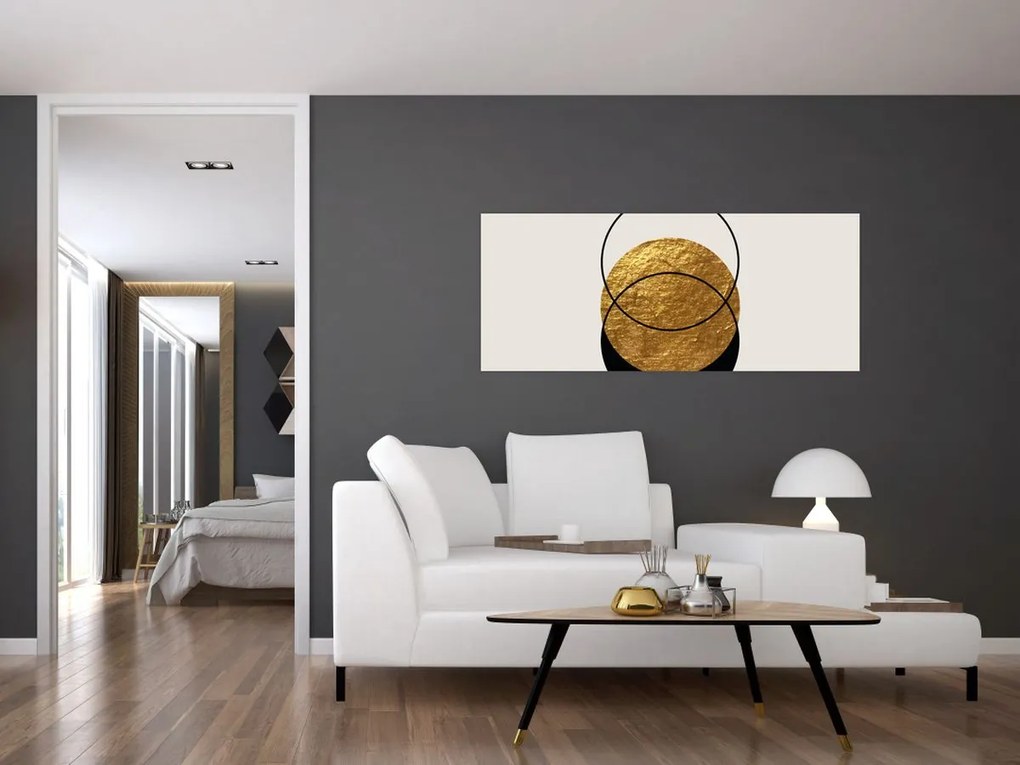 Kép - Absztrakció arany és fehér N⁰2 (120x50 cm)