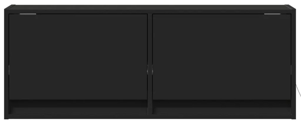 fekete fali TV-szekrény LED-világítással 100x31x35 cm