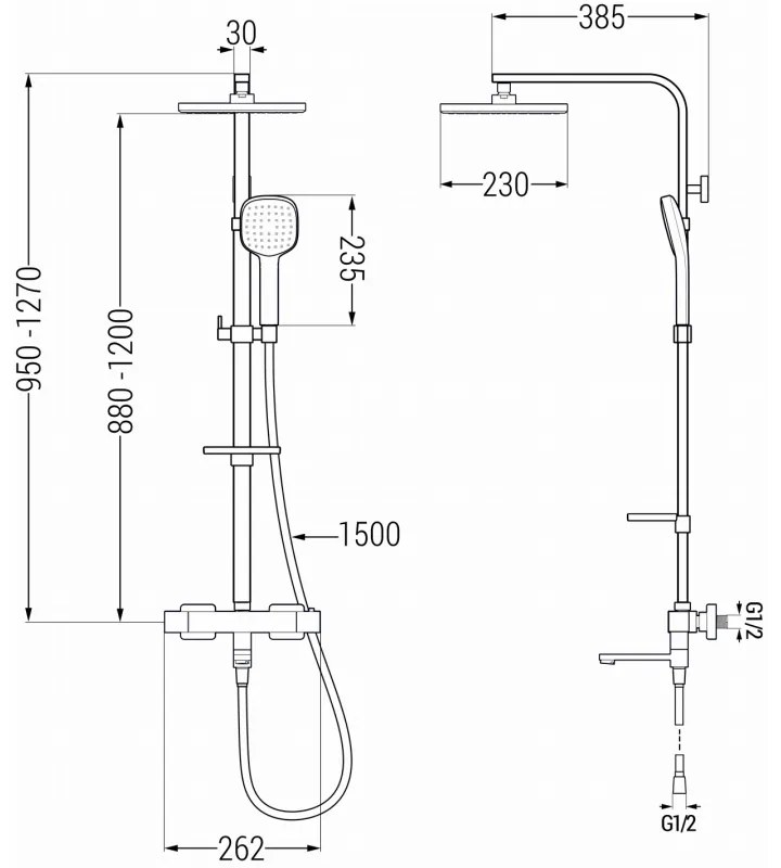 Mexen - CQ33 kád-zuhany szett termosztatikus csapteleppel Cube, fekete, 779103395-70