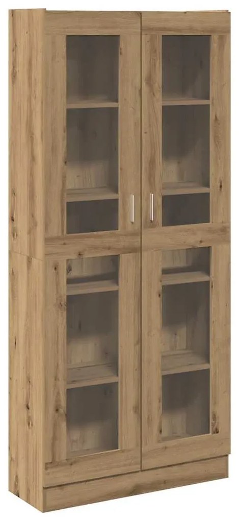 kézműves tölgy színű szerelt fa magasszekrény 82,5x30,5x185 cm