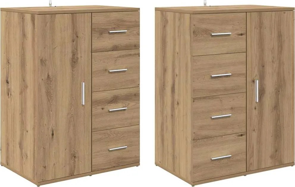vidaXL Oldalszekrények Corona 2 pcs Artisan tölgy 59 x 39 x 80 cm