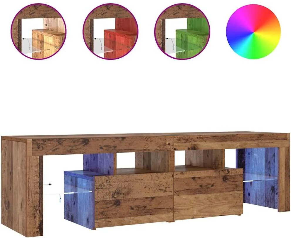 vidaXL antik fa színű szerelt fa TV-szekrény LED-ekkel 140x36,5x40 cm