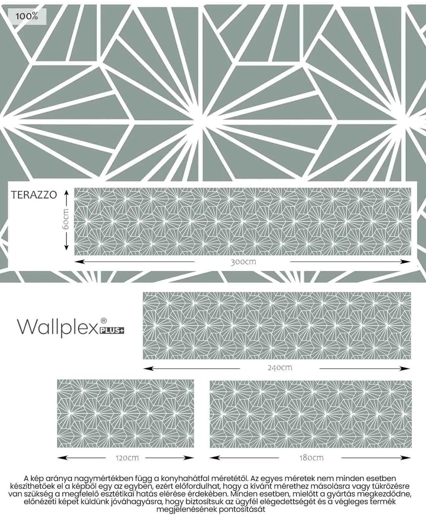 Wallplex konyhahátfal Zöld Hexagon (Méret: 60x240)