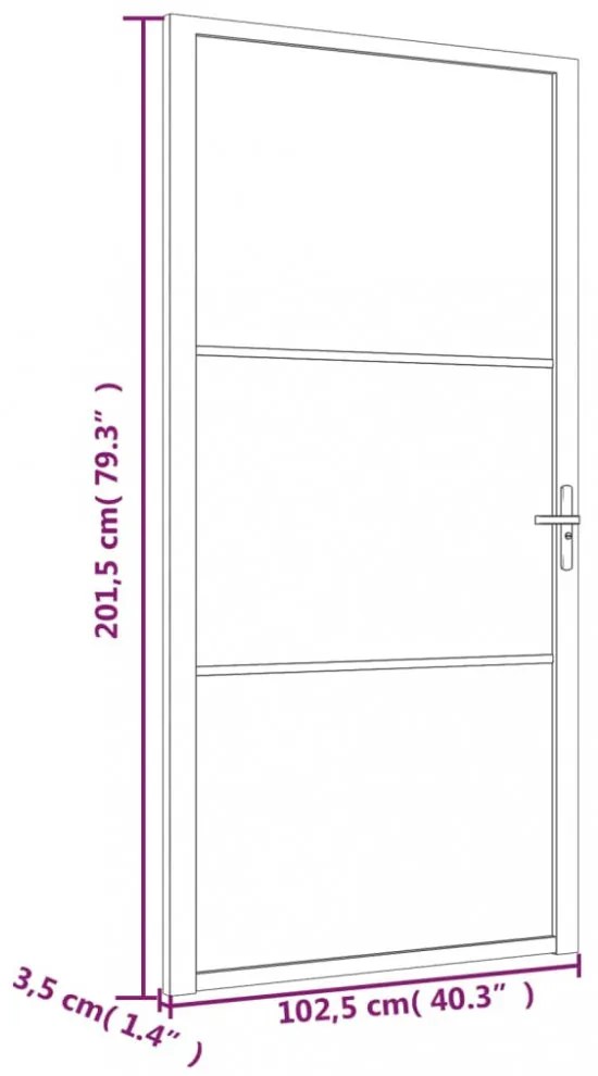 fehér ESG üveg és alumínium beltéri ajtó 102,5 x 201,5 cm