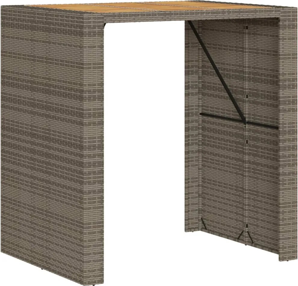 vidaXL szürke polyrattan kerti bárasztal akácfa lappal 105x80x110 cm