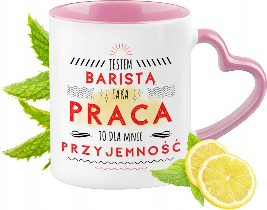 Barista Bögre Rózsaszín Szív Alakú Füllel Kávé Ajándék