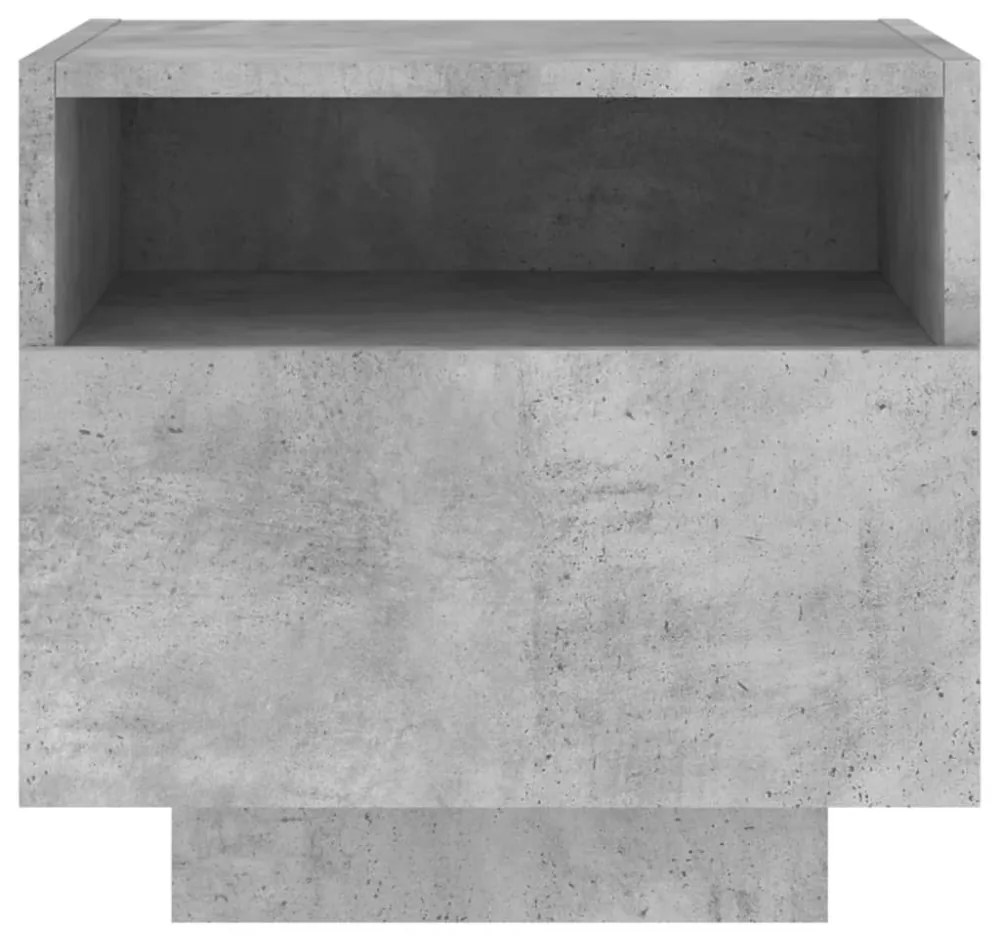 2 db betonszürke éjjeliszekrény LED-világítással 40x39x37 cm