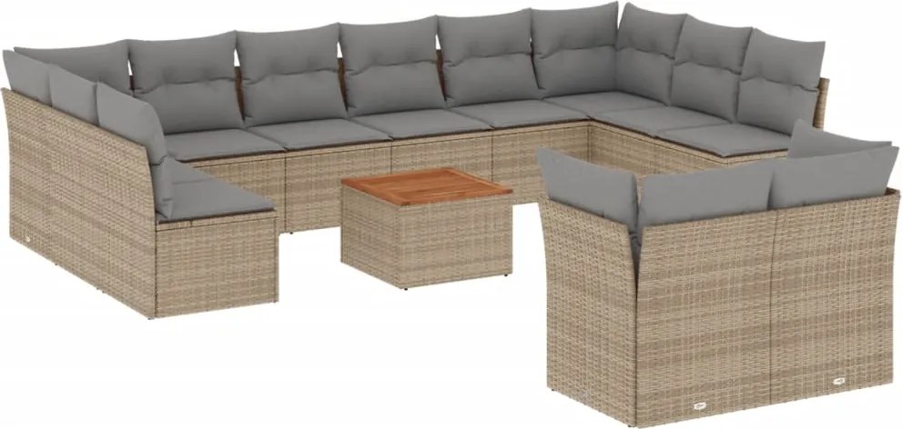 vidaXL 13 részes bézs polyrattan kerti ülőgarnitúra párnákkal