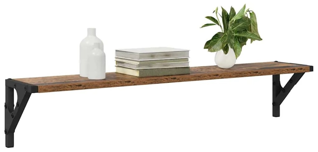 vidaXL Falpolcok polcokkal 2 pcs Öreg fa 80 x 15 x 15,5 cm Faanyag